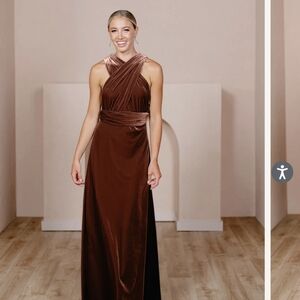 Revelry Micah Convertible Velvet Dress Terracotta